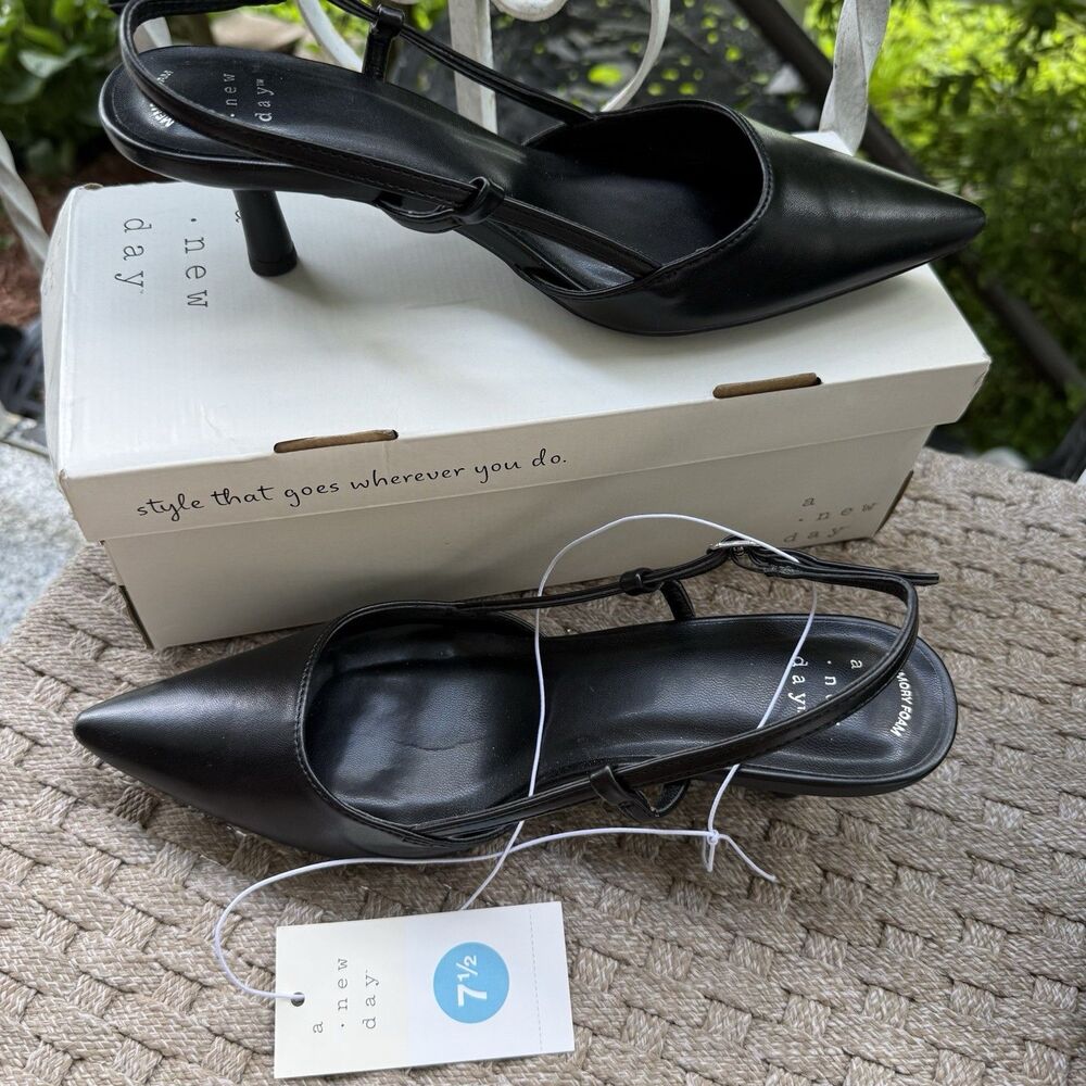 Women’s Annette Slingback Heels - A New Day Black 7.5 - Picture 9 of 12